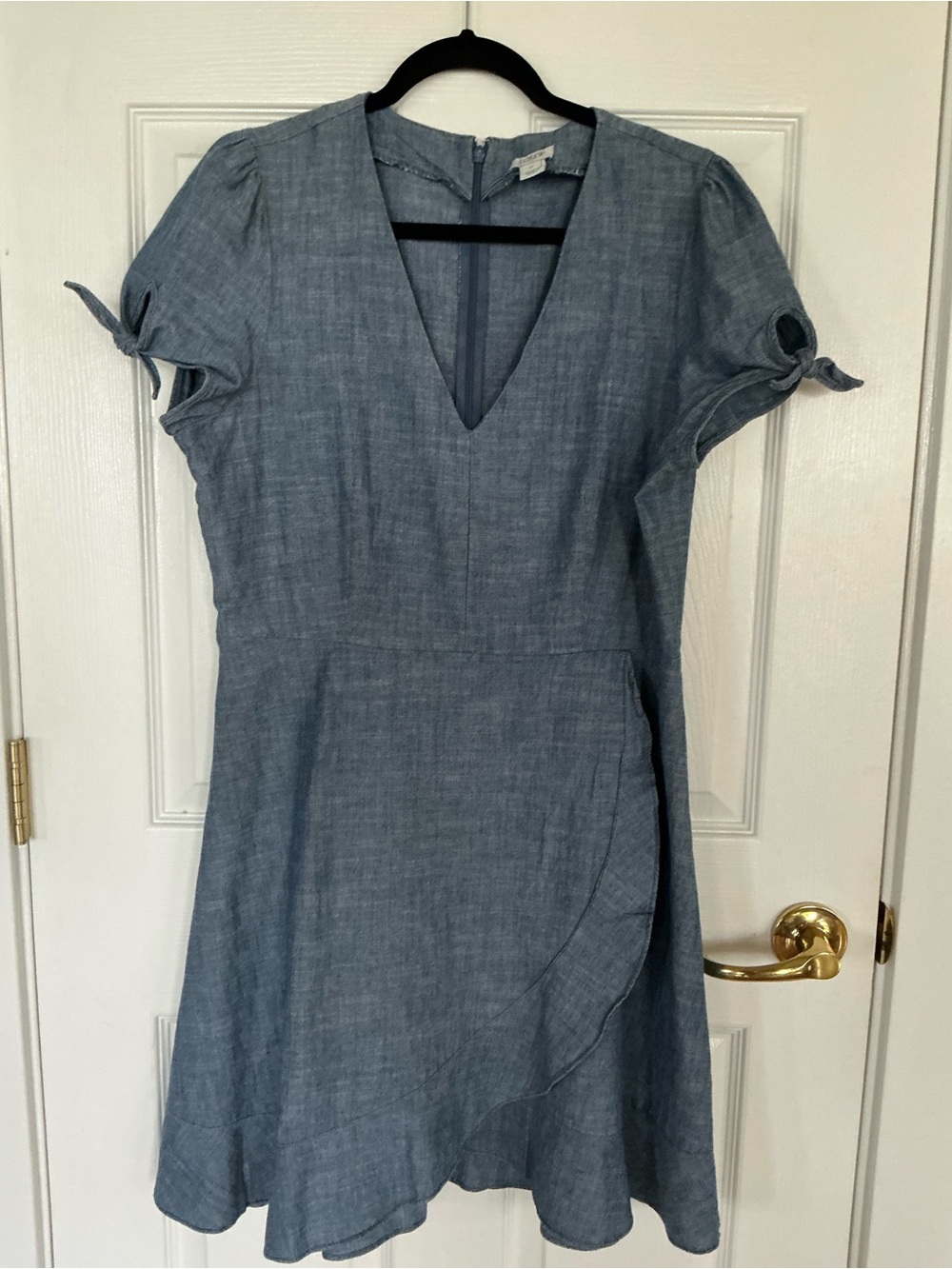 J. Crew Chambray V-Neck Midi Dress in Blue